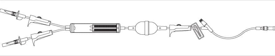 ICU Medical Lifeshield Blood Administration Set, Macrobore with Blood Bulb Pump, Clave Y-Injection Site, 200 Micron Filter, 20 Drop/mL, 80" Tubing, 48/Case - Admin Set Blood Macrobore - Image 1