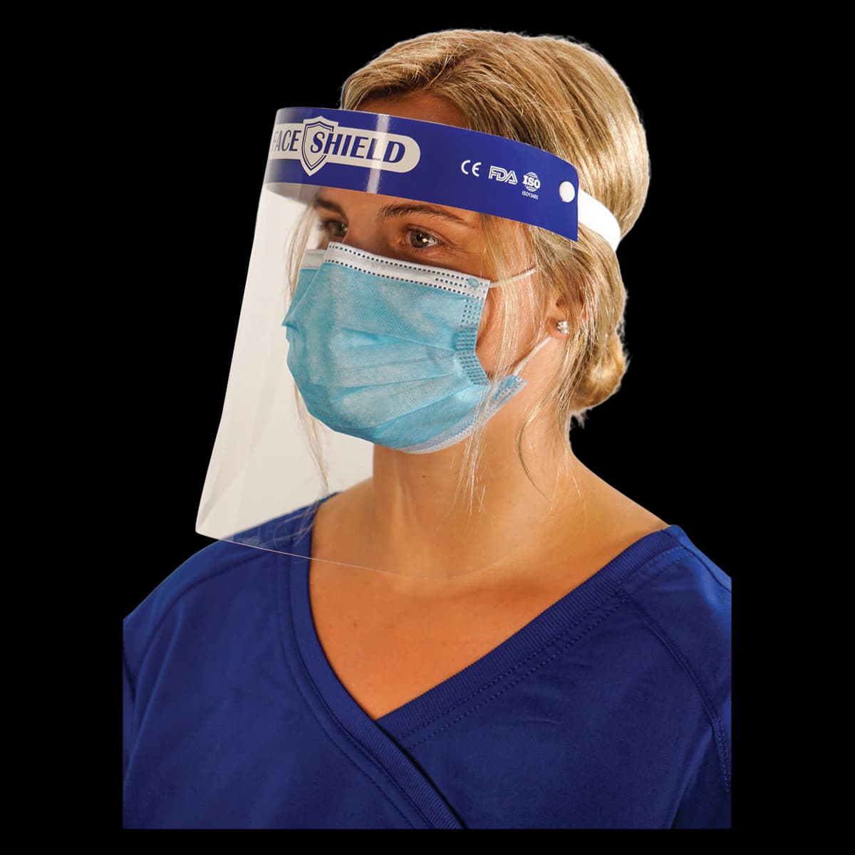 Andent Disposable Face Shields, Wraparound Design, Clear, Foam Bumper, 50/Box - Disposable Face Shields - Image 1