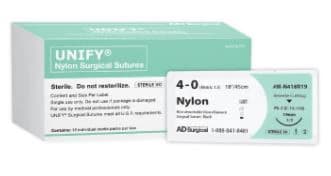 Unify Suture Nylon Monofilament 5-0 18" Non-Absorbable FS-3 Reverse Cutting 3/8 Circle Needle 16mm Uncoated Black 12/Box - Suture Nylon Black PS-3 - Image 1