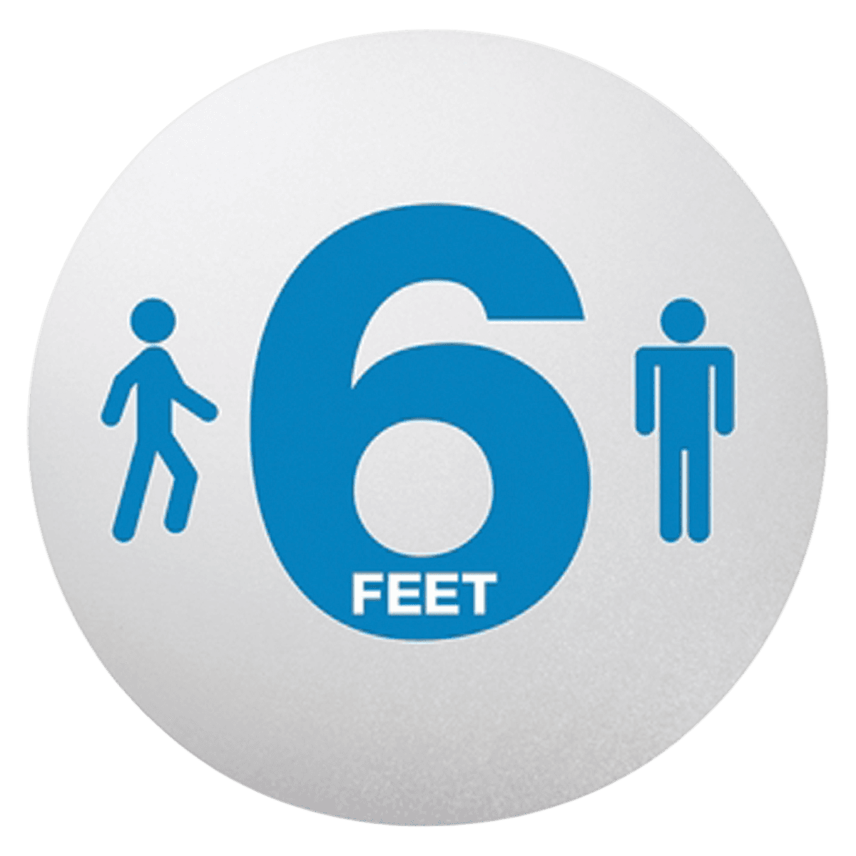 Deflect-O StandSafe 6 Feet Apart Floor Sticker Disc with Adhesive, Clear/Blue - Disc 6 Feet Apart w/ Adhesive - Image 1
