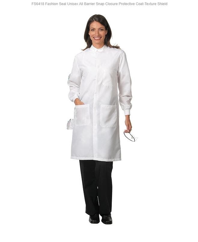 Superior Uniform White PFAS-Free Texture Shield Snap Front Lab Coat, Unisex X-Large, Fluid Resistant, Reusable - White PFAS-Free Texture Shield Snap Front LabCoat Unisex X-Large Latex-Free Fluid Resistant and Washable - Image 1
