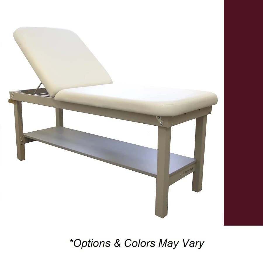 Oakworks Powerline Treatment Table, Flat Top, Natural 27" Width, Ruby Upholstery, 500 lb Capacity - Table Tx Flat Nat 27" Ruby - Image 1