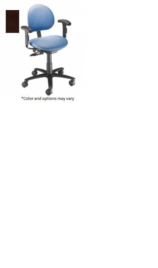 Brewer Millennium Series Task Stool with Arm Rests, Chocolate, 250 lb Capacity - Stool Task w/Arm Rests - Image 1