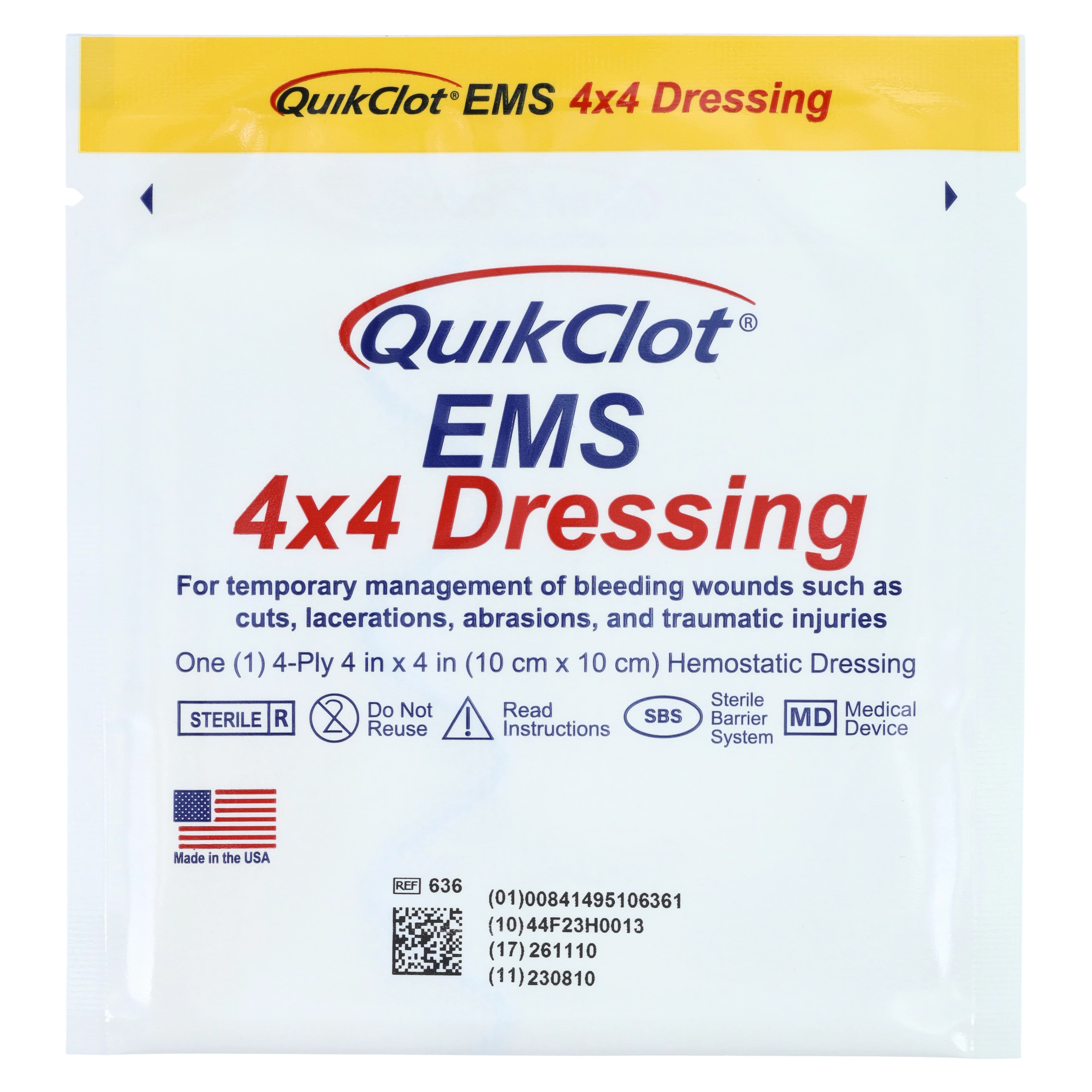 QuikClot EMS Hemostatic Gauze Dressing, 4x4" thumbnail 3