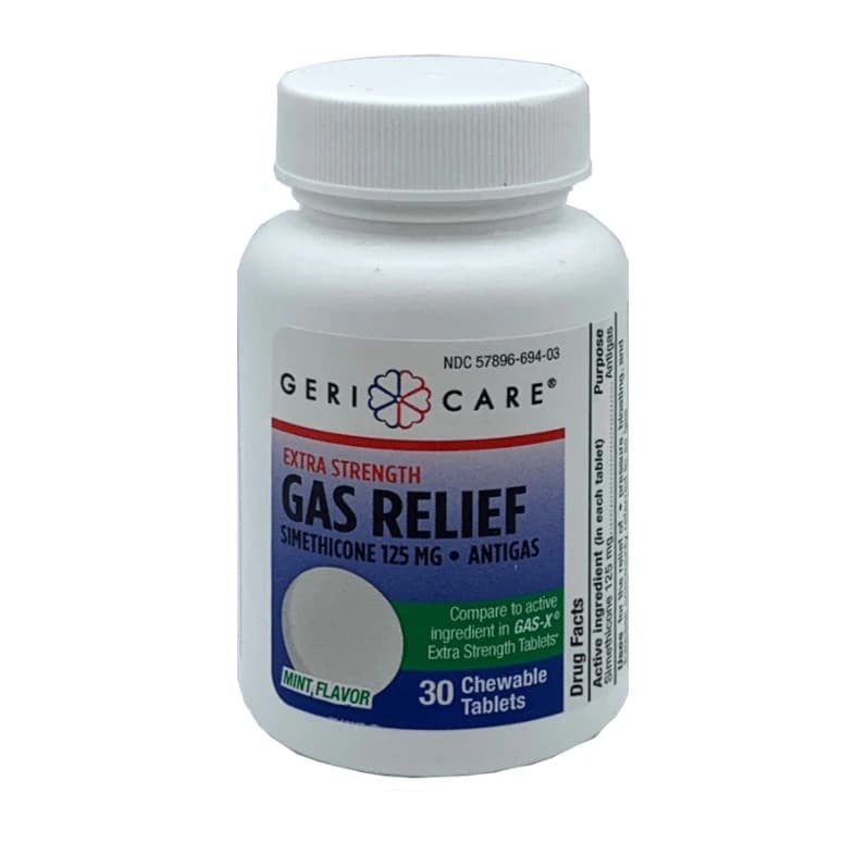 Geri-Care Simethicone Chewable Tablets, 125mg, Mint Flavor, 30/Bottle - Simethicone Chew Tablets Mint - Image 1