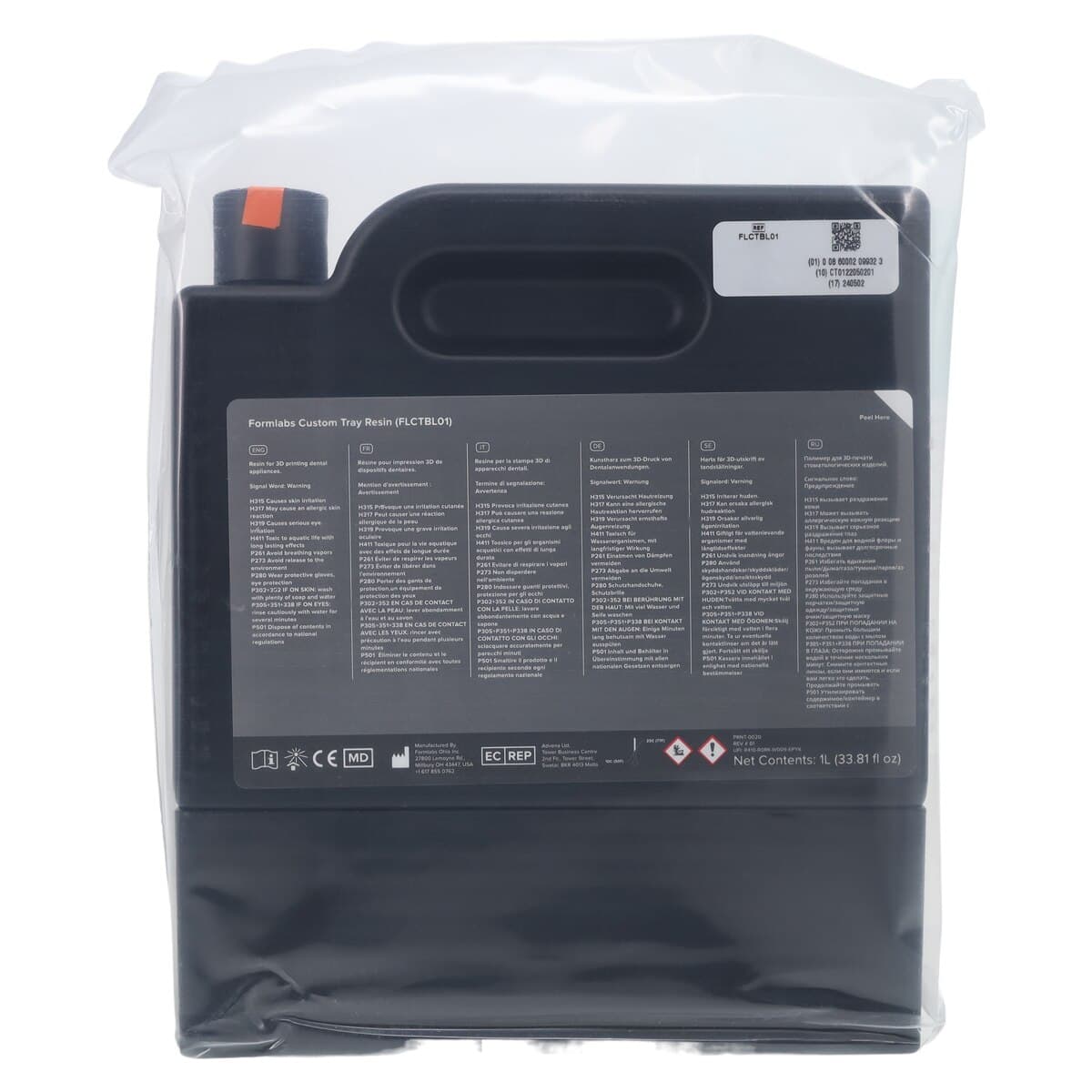 Formlabs Custom Tray Resin, 1 L Cartridge, Biocompatible 3D Printer Material thumbnail 2