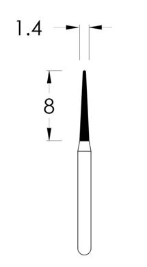 Spring Diamond Turbo FG Bur, Friction Grip, Super Coarse Needle, 1.4 mm, 25/Pk, 858-014SC - Spring Diamond Turbo FG - Image 1