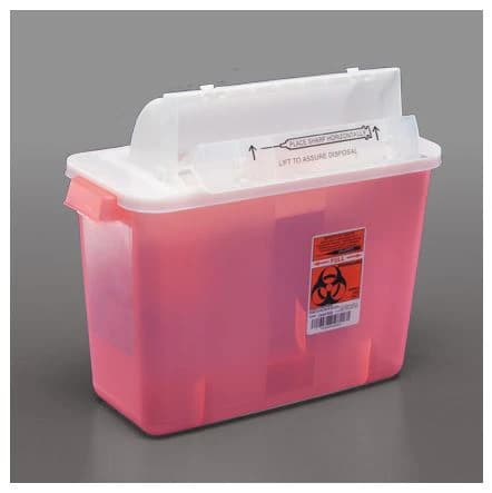 Phoenix LTC Sharps Container, 5 Quart, Red, 13 x 5 x 11.5 inches, PSHARP5 - Sharps Bin - Image 1