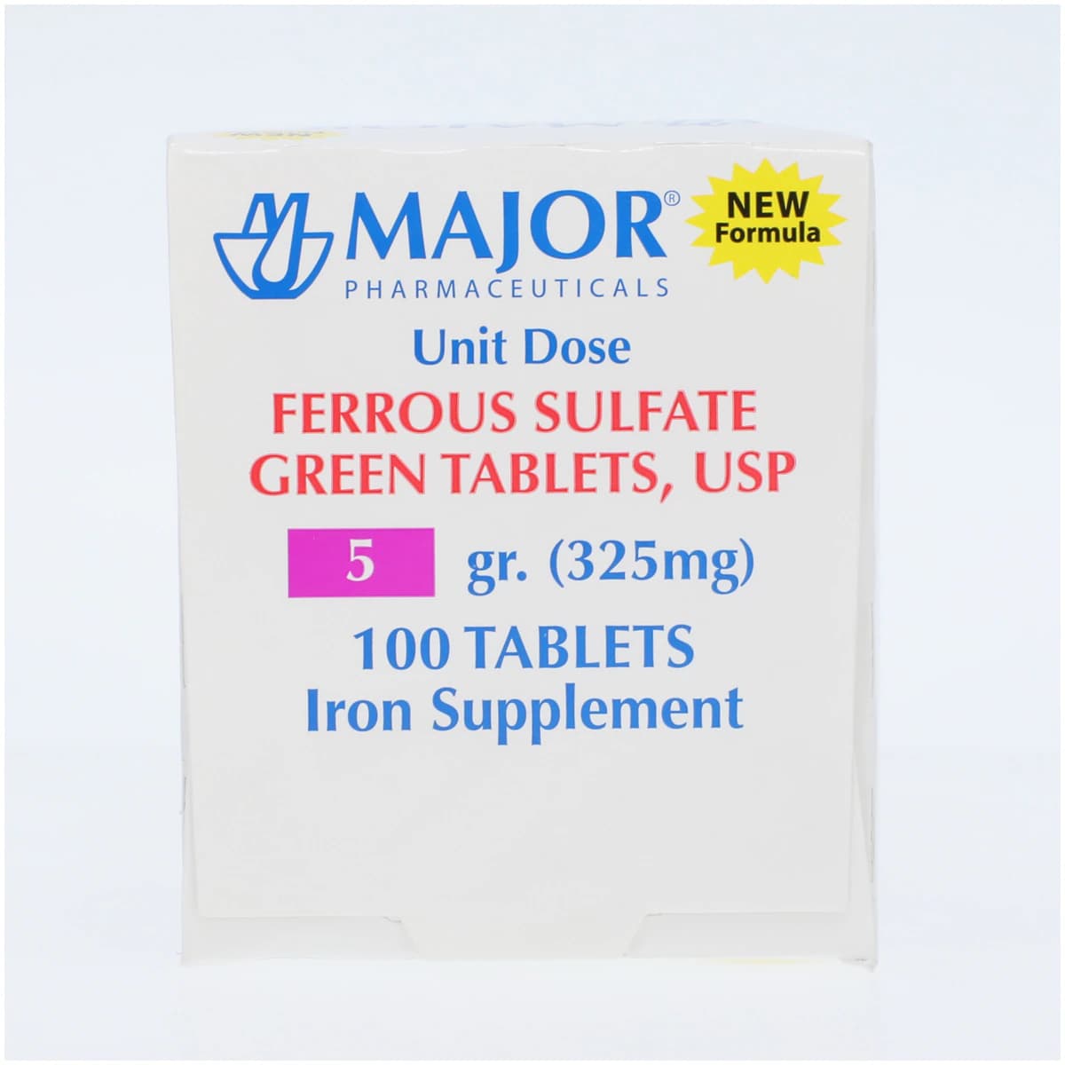 Ferrous Sulfate Tablets 325 mg (5 gr), Unit Dose, 100 Tablets/Box (10x10), Major Pharmaceuticals thumbnail 4