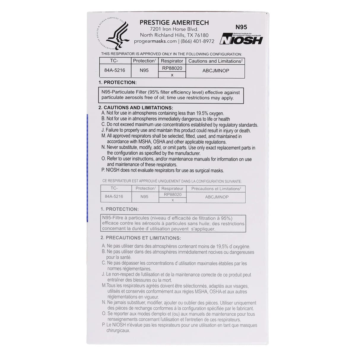 ProGear N95 Particulate Filter Respirator & Surgical Mask, ASTM Level 3, Regular/Universal, White, 50/Box, RP88020 thumbnail 8