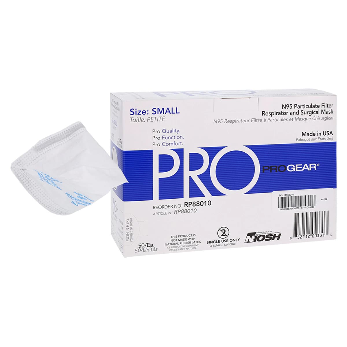 ProGear N95 Particulate Filter Respirator & Surgical Mask, ASTM Level 3, Small, White, 50/Box - ProGear N95 Particulate Filter Respirator &amp; Surgical Masks - Image 1