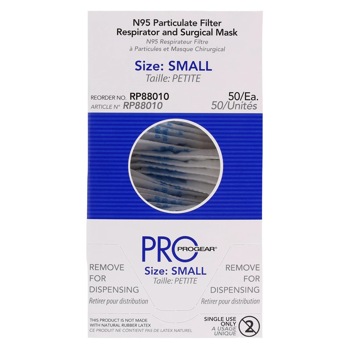 ProGear N95 Particulate Filter Respirator & Surgical Mask, ASTM Level 3, Small, White, 50/Box thumbnail 8