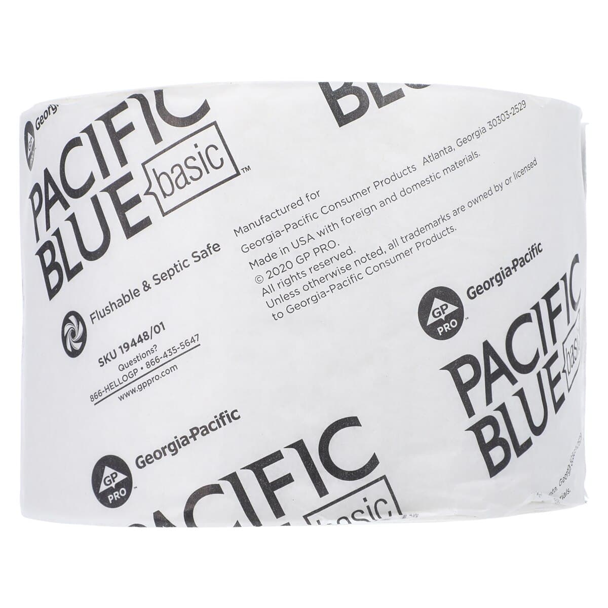 Georgia Pacific Pacific Blue Basic Toilet Tissue, 2-Ply, White, Standard Roll, 4" x 3.8", 48/Case thumbnail 2