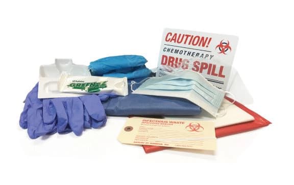 Safetec of America Chemotherapy Spill Kit, Clear Poly Bag, with Green-Z Solidifier, Gloves, Shield, Gown, 12/Case - Spill Kit Chemotherapy - Image 1
