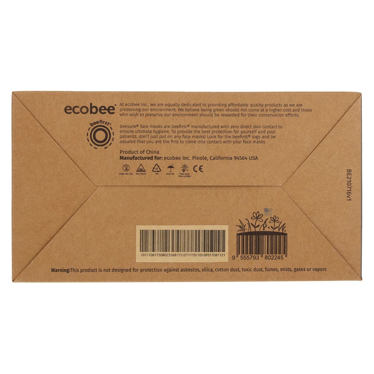 BeeSure Vibe Earloop Face Mask, ASTM Level 3, Cool Gray, 50/Box, BE2590 thumbnail 10