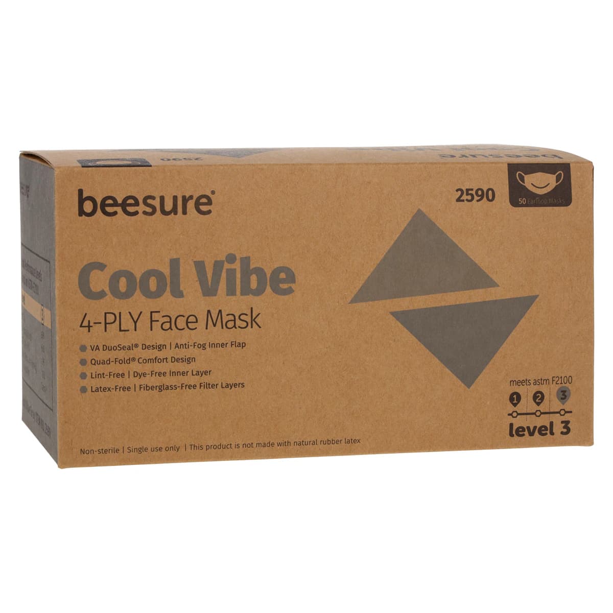 BeeSure Vibe Earloop Face Mask, ASTM Level 3, Cool Gray, 50/Box, BE2590 thumbnail 4
