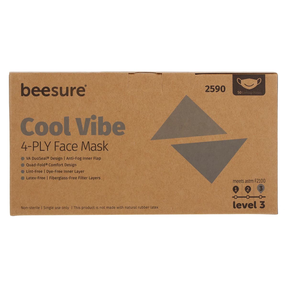 BeeSure Vibe Earloop Face Mask, ASTM Level 3, Cool Gray, 50/Box, BE2590 thumbnail 6