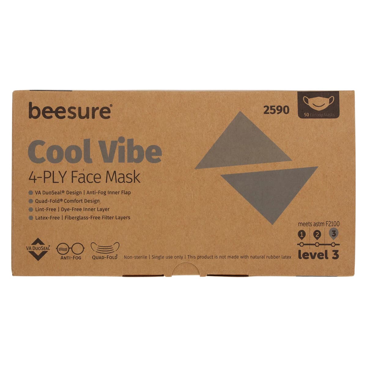 BeeSure Vibe Earloop Face Mask, ASTM Level 3, Cool Gray, 50/Box, BE2590 thumbnail 9