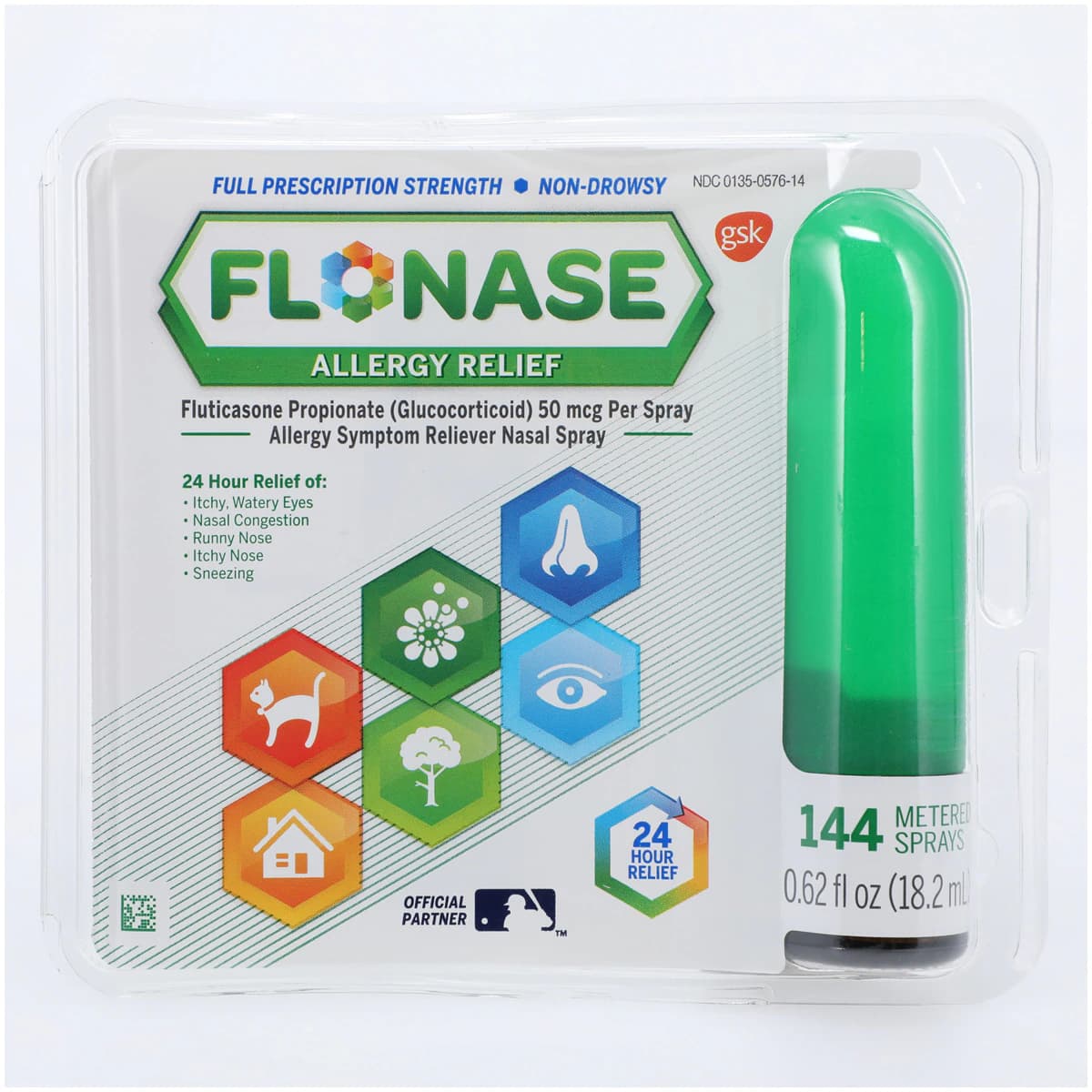 Flonase Allergy Relief Spray, 50mcg, 144 Sprays, 0.62oz/Bottle - Flonase Allrgy Relf Spry N-R - Image 1