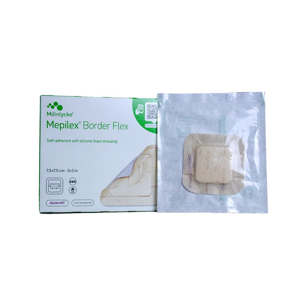 Mepilex Border Flex Silicone Foam Wound Dressing, 3x3 inch, 5-Layer, Sterile, Square, Bordered, Adherent, Absorbable - Dressing Wnd Mepilex Brdr Flex - Image 1