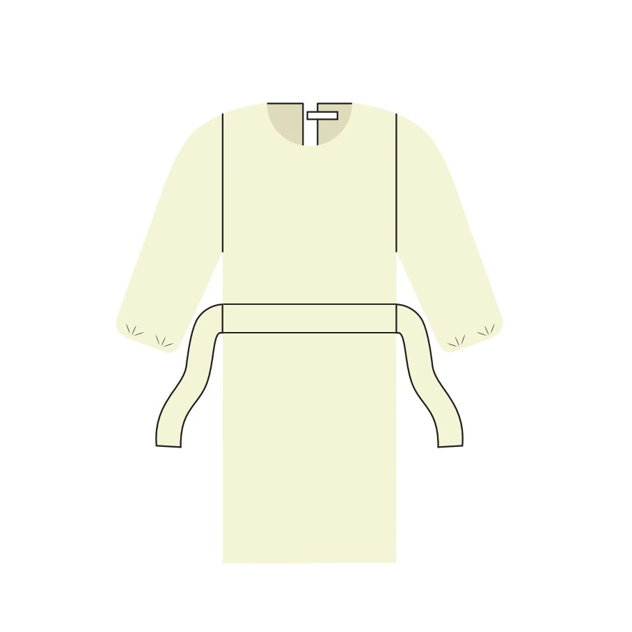 ComfortGuard Disposable Isolation Gown AAMI Level 2 SMS, Adult Large, Yellow, Knee Length, Non-Sterile, 10/Bag - Iso Gown AAMI2 SMS Yellow - Image 1