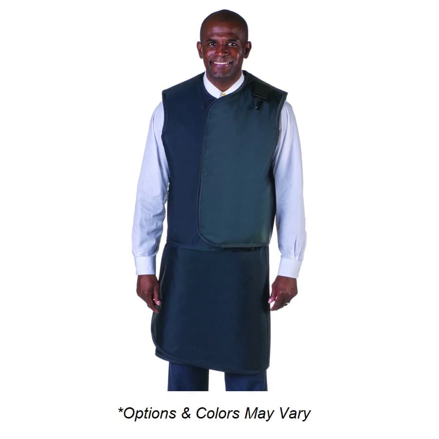 Wolf X-Ray Navy Blue Adult Men Wrap-Around Lead Apron/Vest, Medium, Vest 26x25" / Apron 22.5x47-50" - Apron/Vest M Reg Lead - Image 1