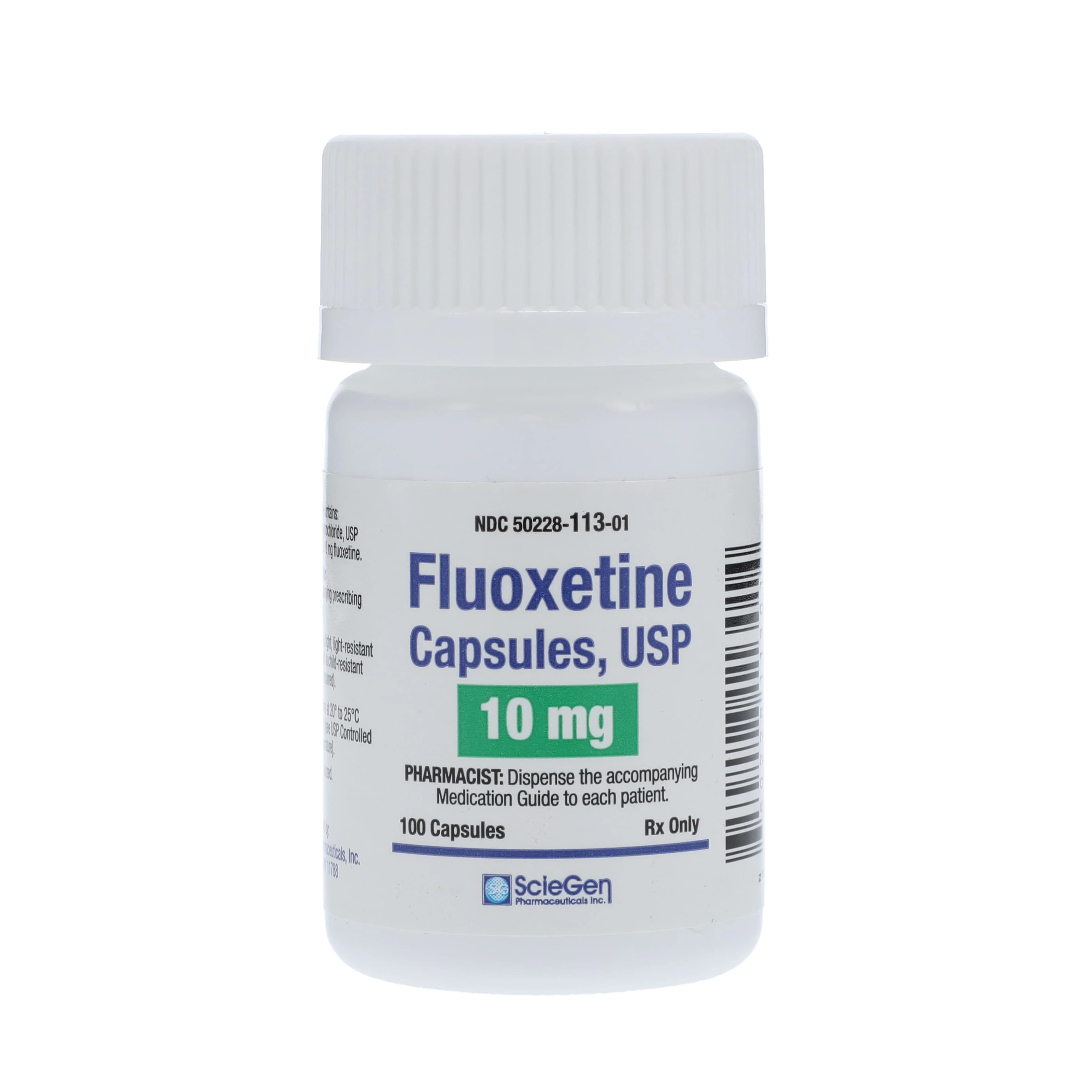 Fluoxetine HCl Capsules, 10mg, 100/Bottle, Sciegen Pharmaceuticals - Fluoxetine HCl Capsules - Image 1