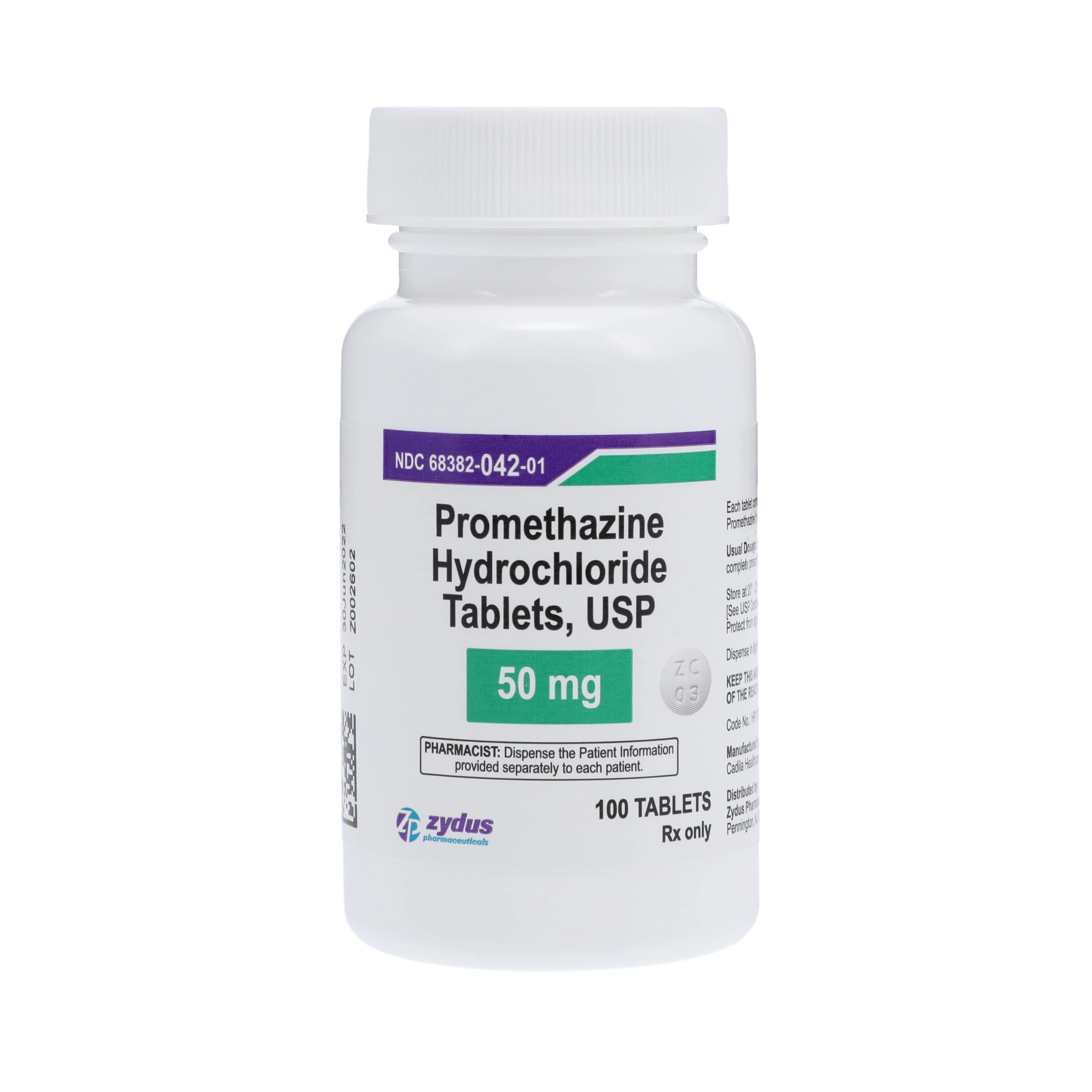 Promethazine HCl Tablets, 50mg, 100/Bottle, Zydus Pharmaceuticals - Promethazine HCl Tablets - Image 1