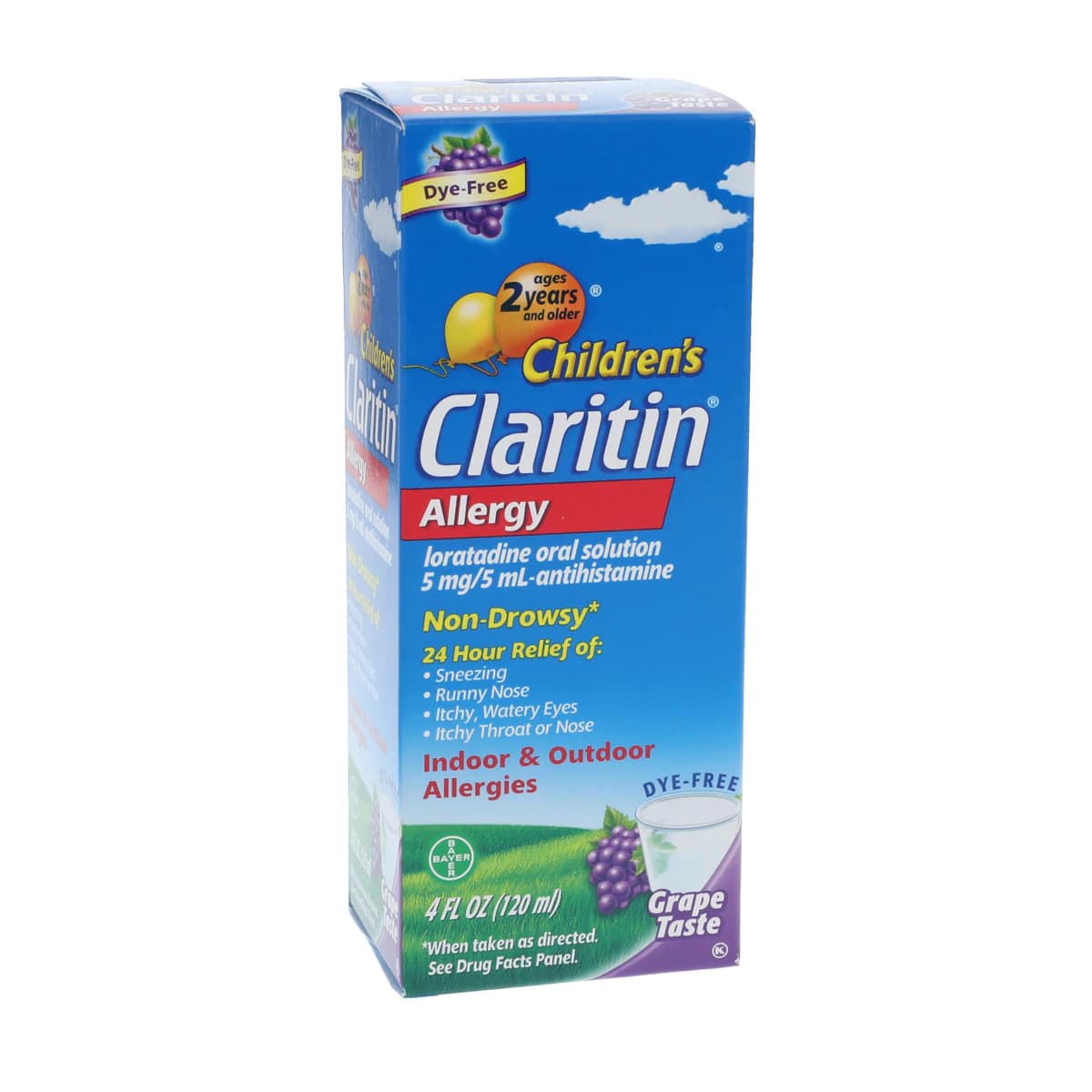 Claritin Children's Allergy Syrup, Grape, 5 mg/5 mL, 4 oz Bottle - Claritin Children Syrup Grape - Image 1