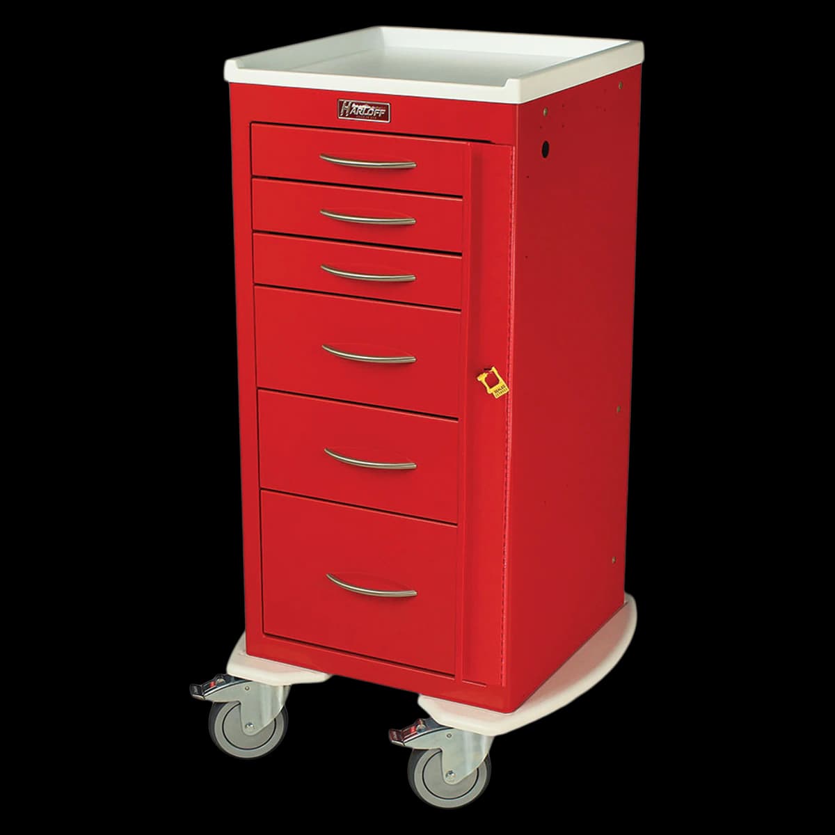 Harloff M-Series Standard Cart, Mini Width, 30" with 5" Ball-Bearing Tente Casters, 6 Drawers, Breakaway Lock - Cart Standard Mini Width M-Srs - Image 1