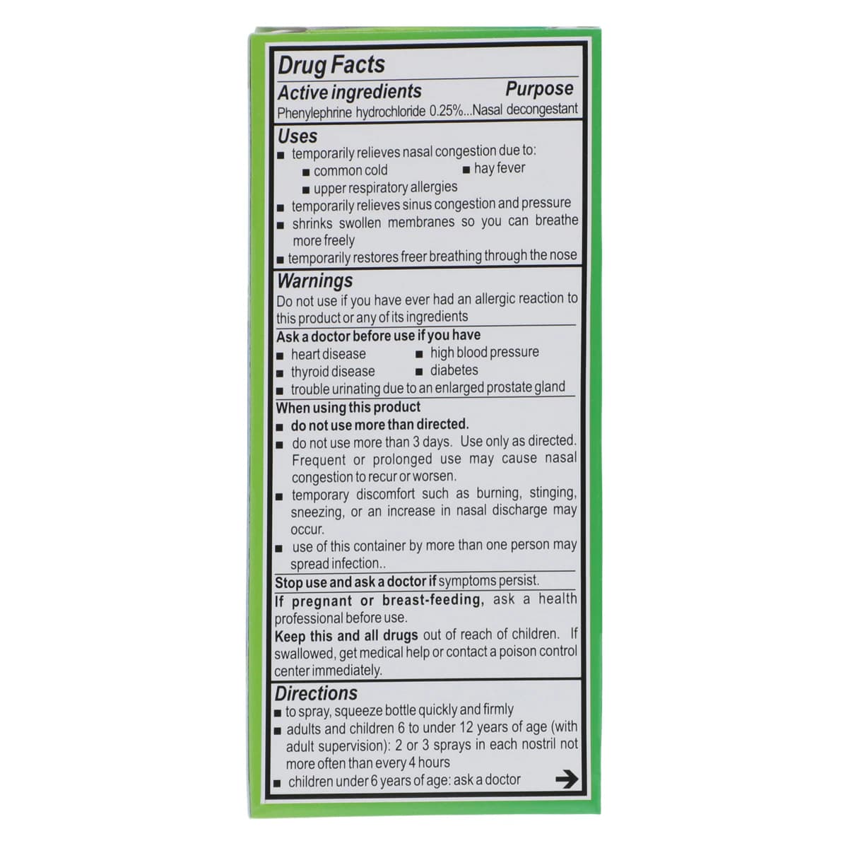 Neo-Synephrine Mild Spray, 0.25% Nasal Decongestant, 15mL Bottle thumbnail 7