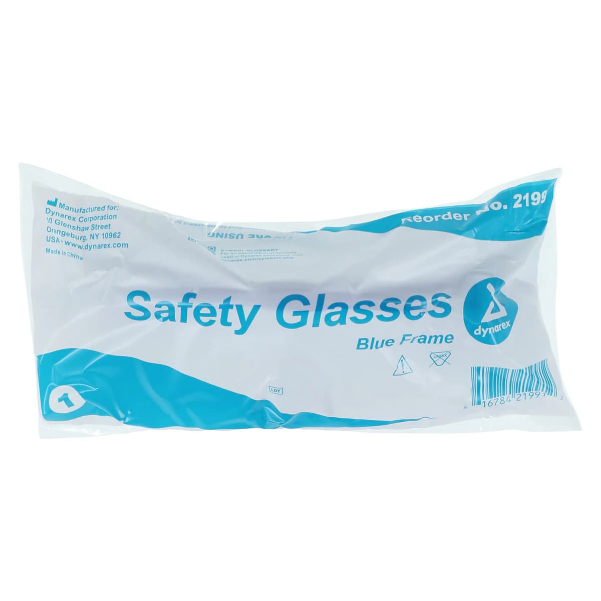 Dynarex Clear Safety Glasses with Blue Frames, 50/Case thumbnail 5