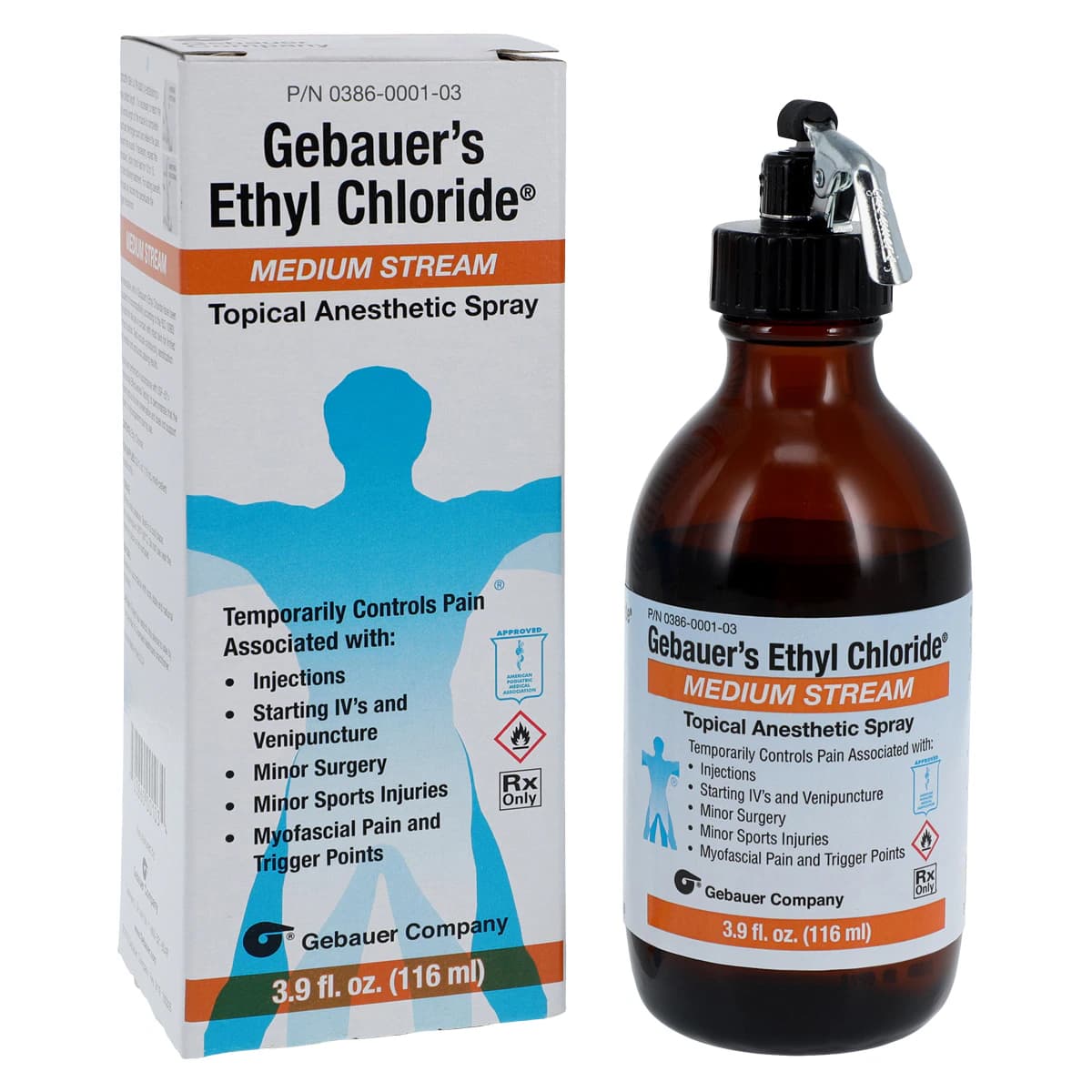 Gebauer Ethyl Chloride Topical Spray, Medium Stream, Glass Bottle, 3.9 oz thumbnail 2