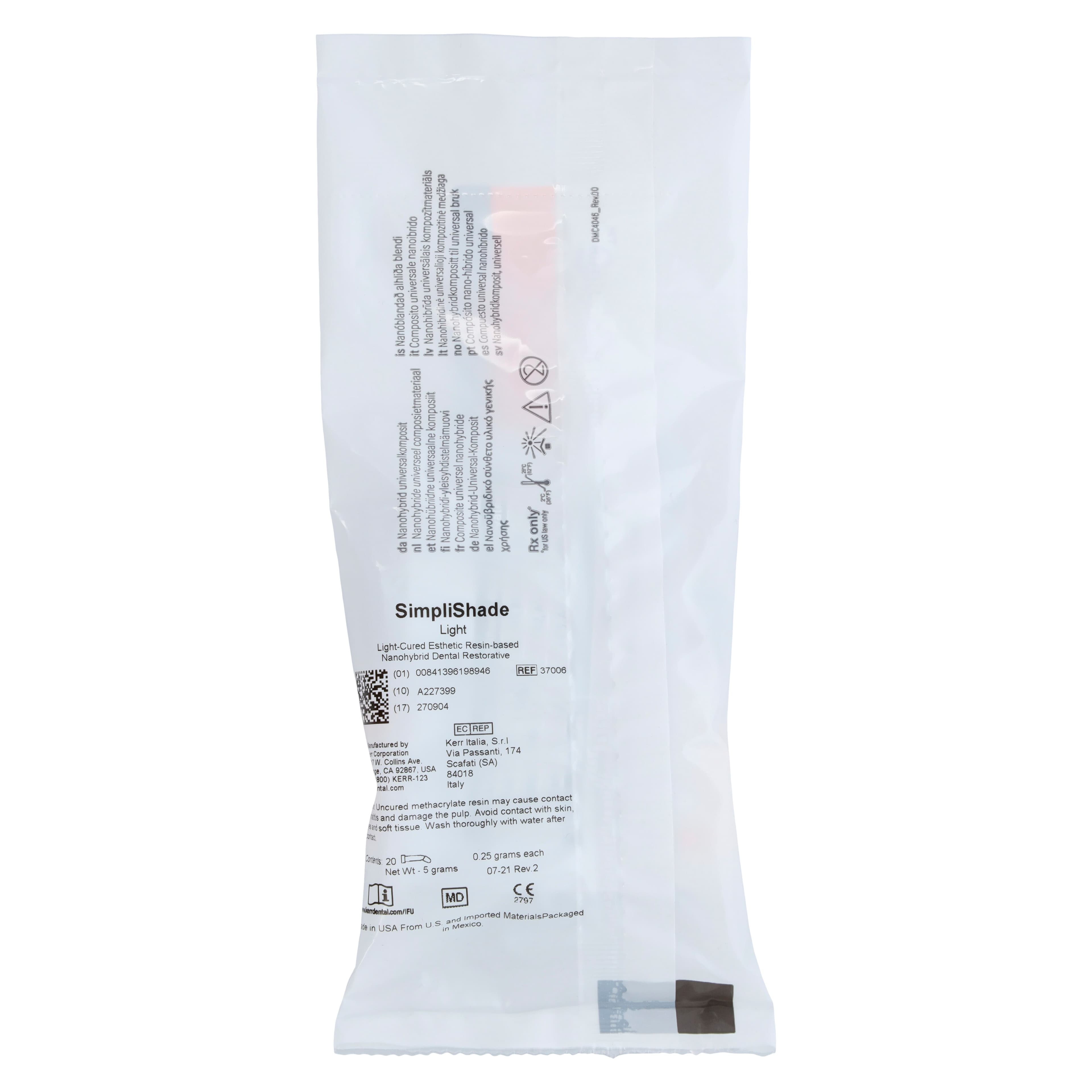 Kerr SimpliShade Universal Composite Unidose Refill, Light Shade, 0.25g Compules, 20/Pk, 37006 thumbnail 5