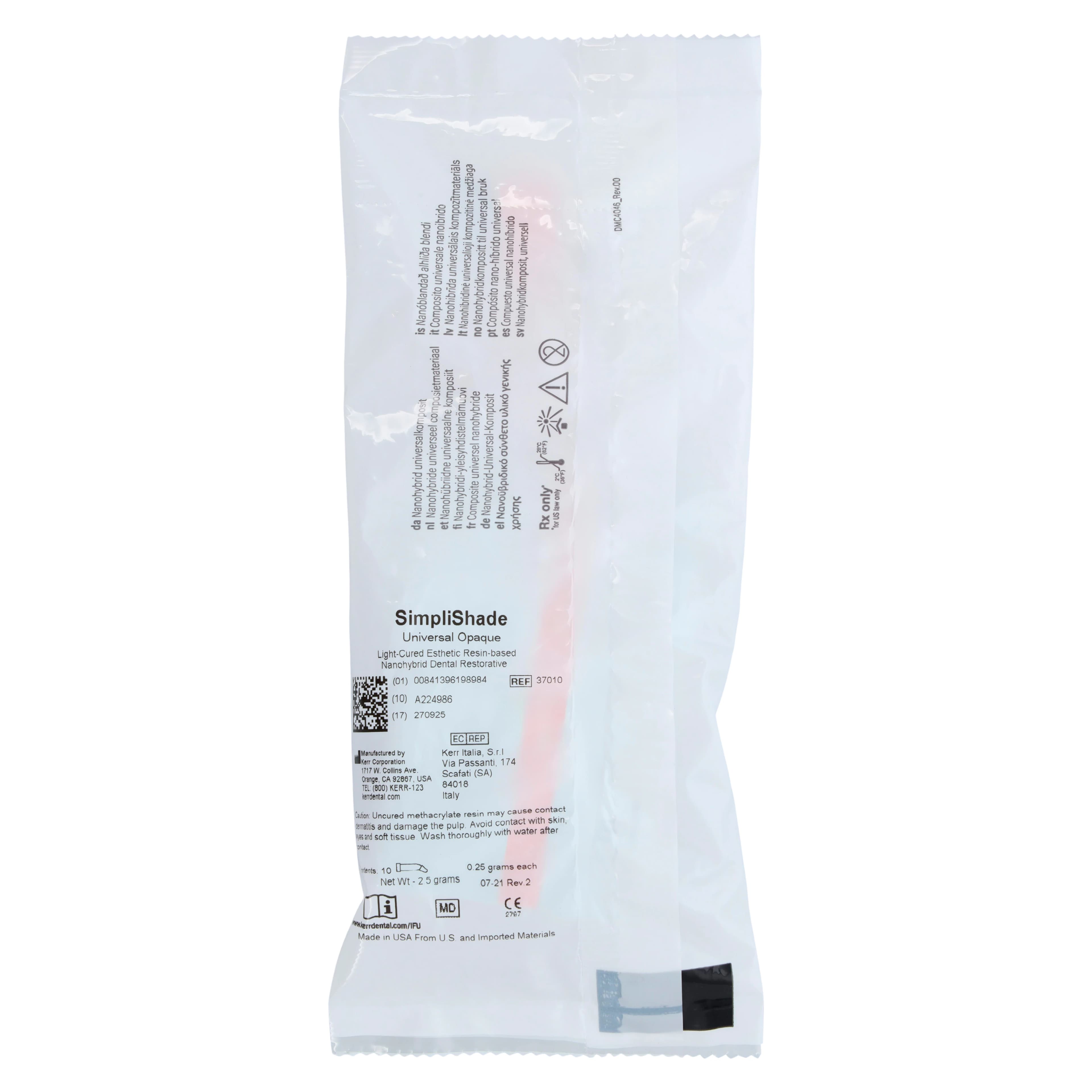 Kerr SimpliShade Universal Composite Unidose, Universal Opaque, 0.25g Compules, 10/Pack, 37010 thumbnail 6