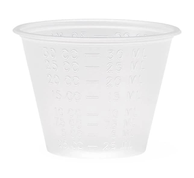 Medline Medicine Graduated Cup, Disposable Clear Plastic, 1 oz, 100/Package - Cup Medicine Plastic Grdt 1oz - Image 1
