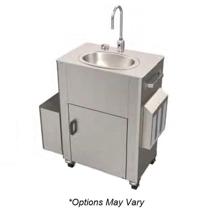 Whitehall Wash-Ware Portable Handwashing Sink with Casters, No Faucet, Silver, Stainless Steel - SS Portable Sink Casters No Fa - Image 1