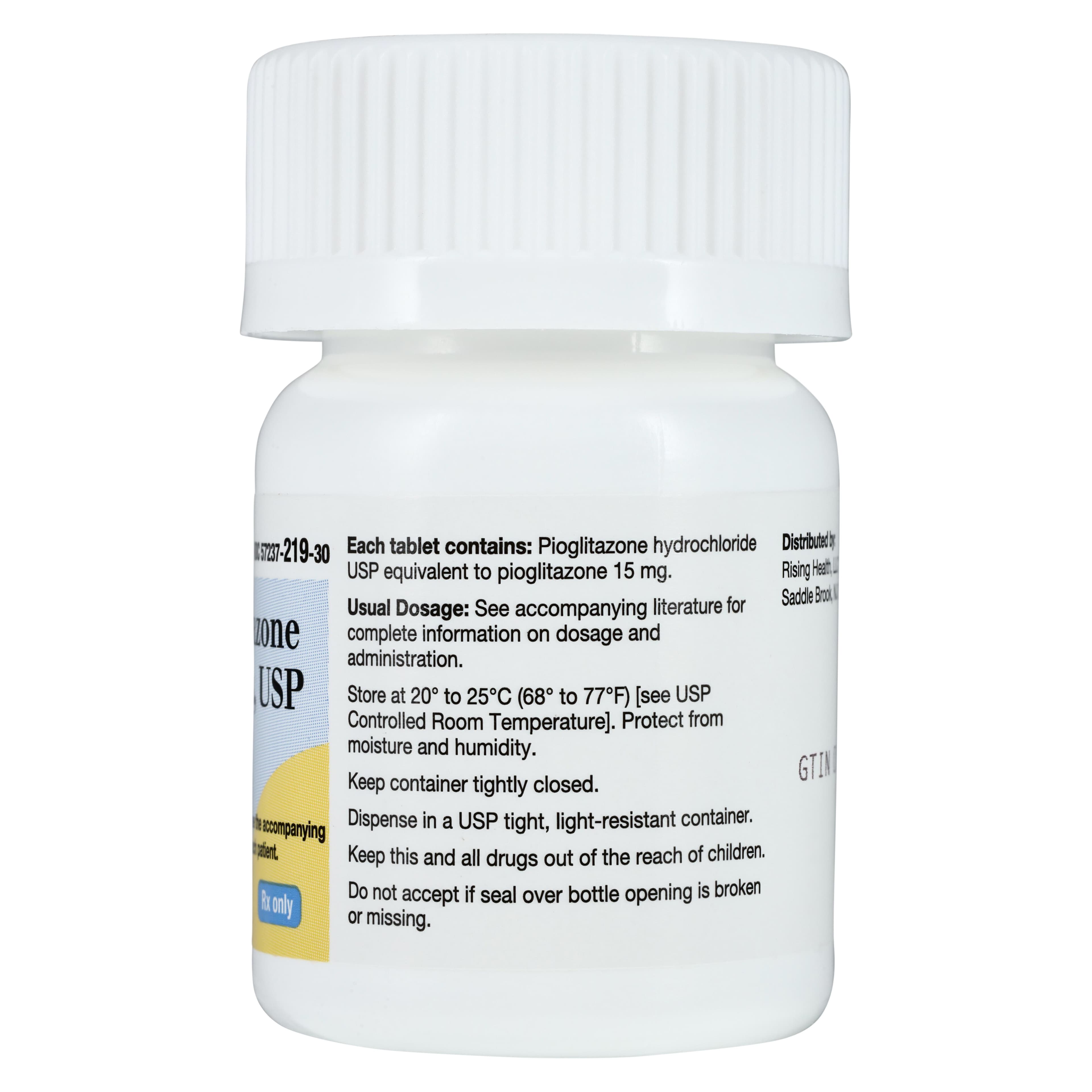 Pioglitazone HCl Tablets, 15 mg, 30 Count Bottle, Rising Pharmaceuticals thumbnail 2