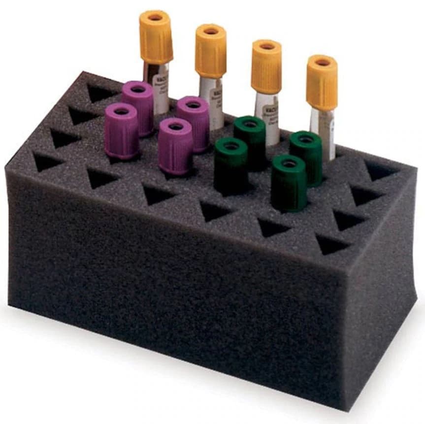 Marketlab Test Tube Rack Foam, Universal 24-Place, Dark Gray, 2/Package - Rack Test Tube Foam - Image 1