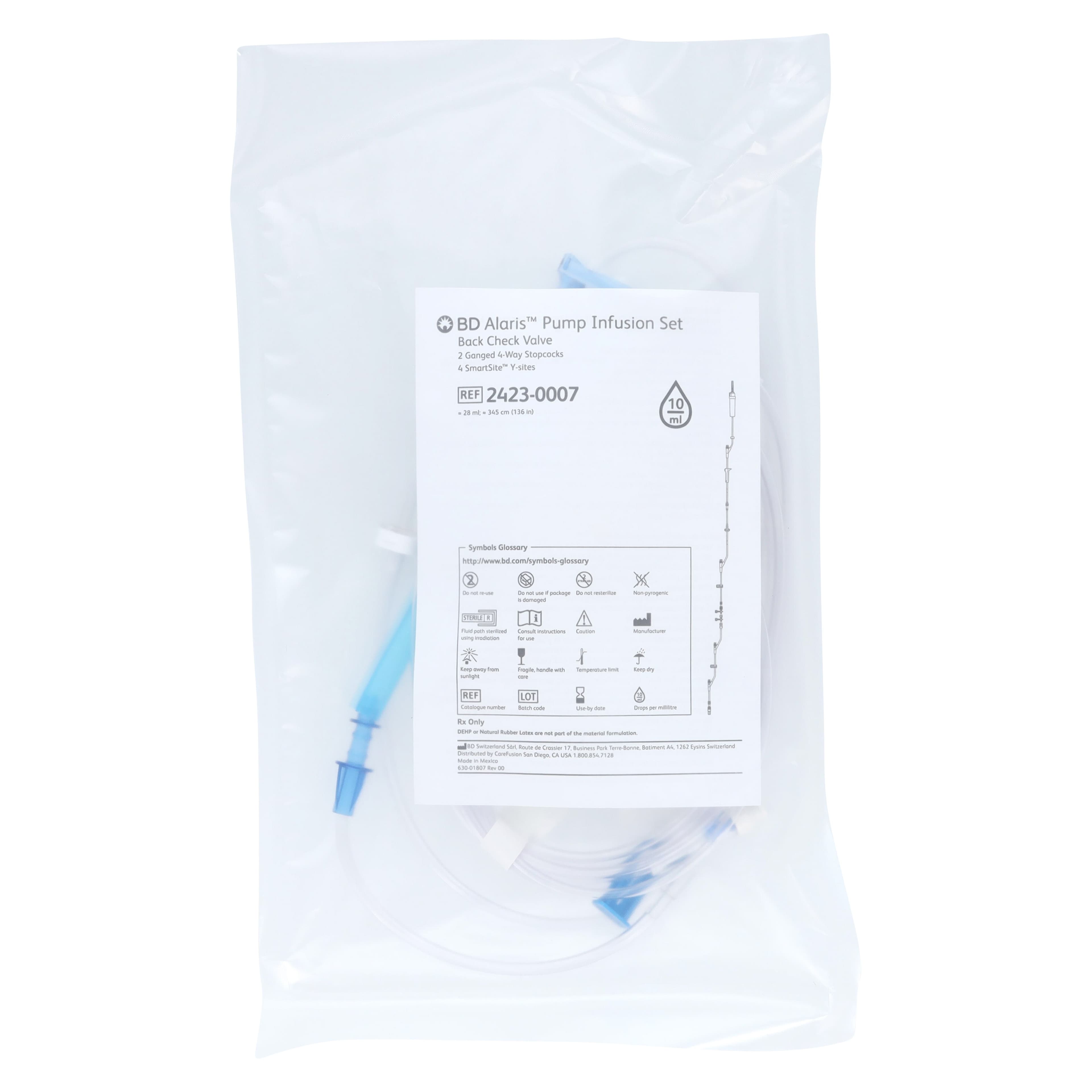Admin Set Alaris Pump Module, 4 Smartsite Y Sites, 10 Drops, 28mL Priming Volume, 136", DEHP-Free, 10/Case thumbnail 2
