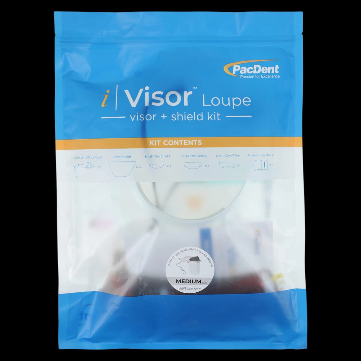 iVisor™ Pearl White Loupe Visor and Shield Kit, 9cm, Reusable, 01KEZKNN67TAPKTNHA5NN3TPNP - iVisor™ Pearl White Loupe Visor and Shield 9cm Pack - Image 1