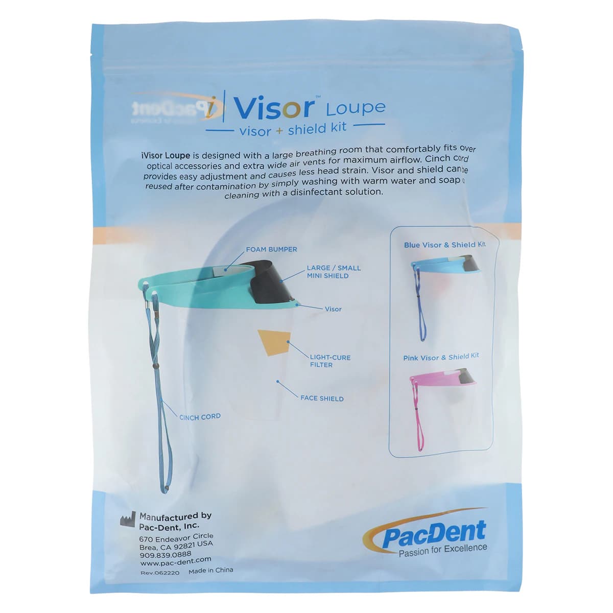 iVisor™ Space Blue Loupe Visor and Shield Kit, 10cm, Reusable, Adjustable, with 3 Face Shields and 2 Mini Shields thumbnail 7