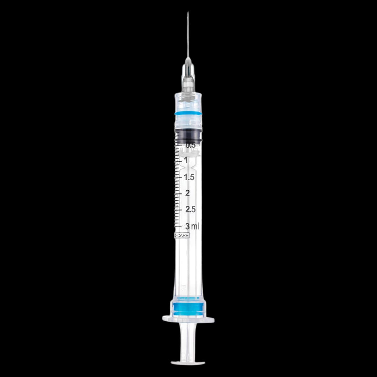 Sol-Care Safety Syringe with Needle, 25G x 1", 1mL, Bold Graduations, Low Dead Space, Sterile, 25/Tray - Syringe Safety Flu Tray 1ml - Image 1
