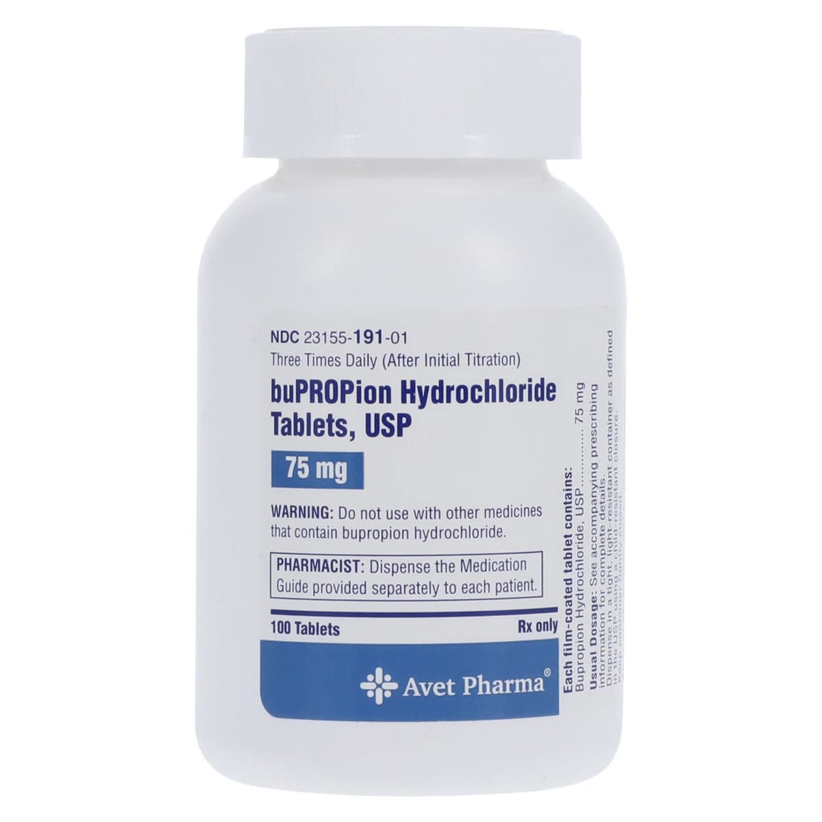 Bupropion HCl Tablets, 75mg, 100/Bottle, Heritage Pharmaceuticals - Bupropion HCl Tablets - Image 1