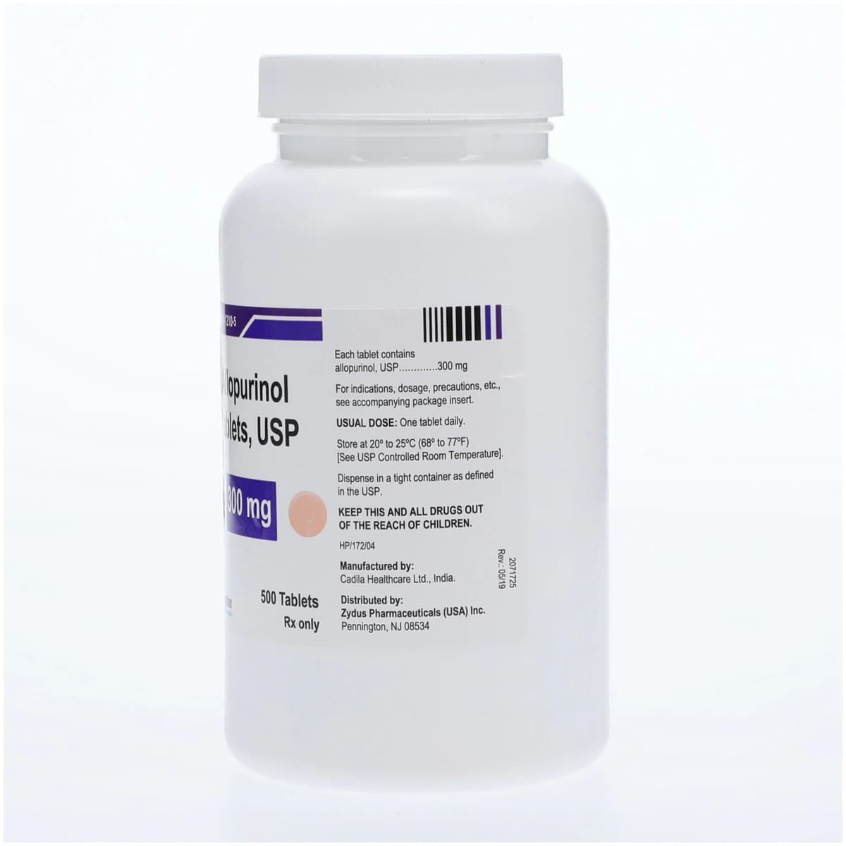 Allopurinol Tablets, 300mg, Zydus Pharmaceuticals, 500/Bottle thumbnail 2