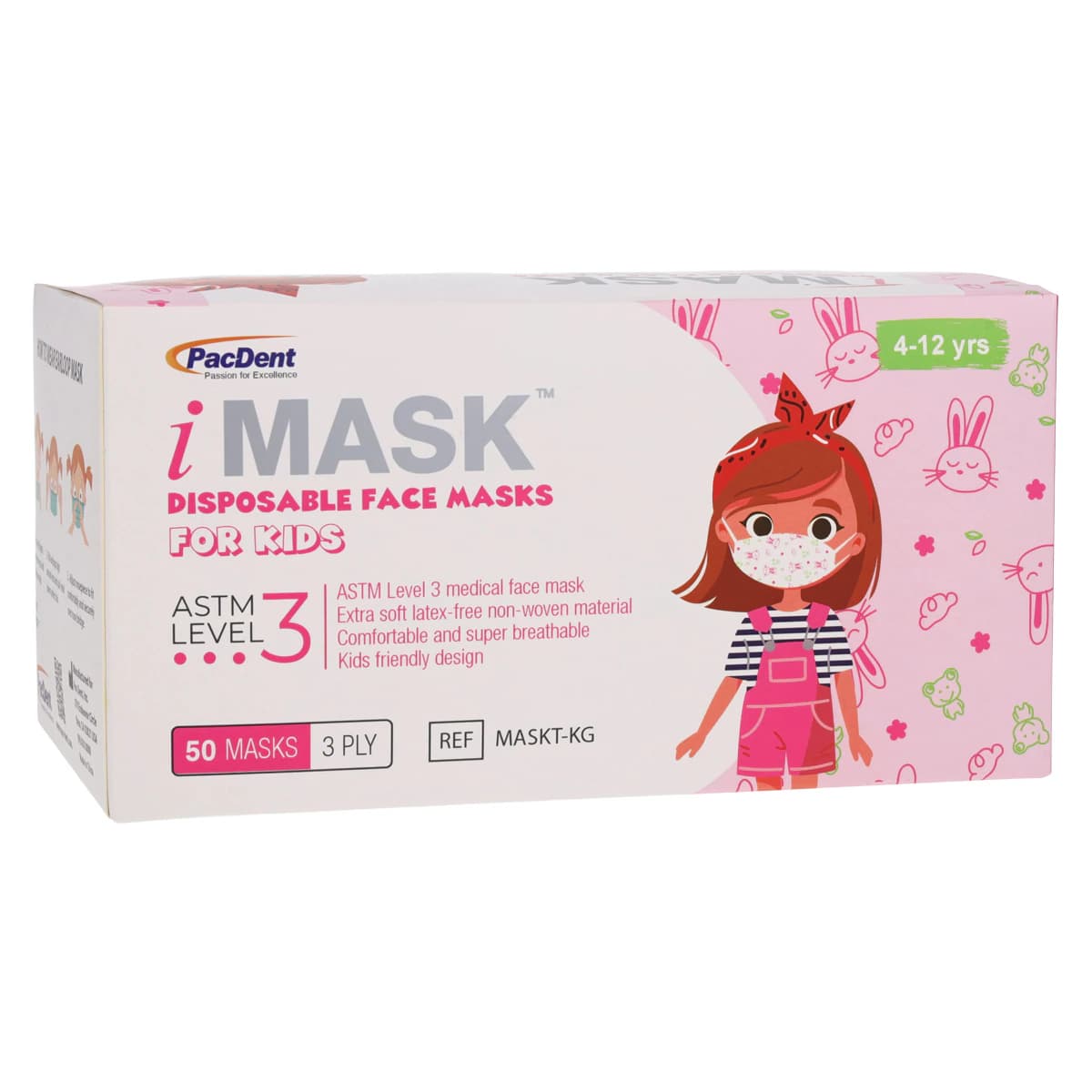 iMask™ Surgical Face Mask ASTM Level 3, Pink, Child Size, 50/Box thumbnail 4