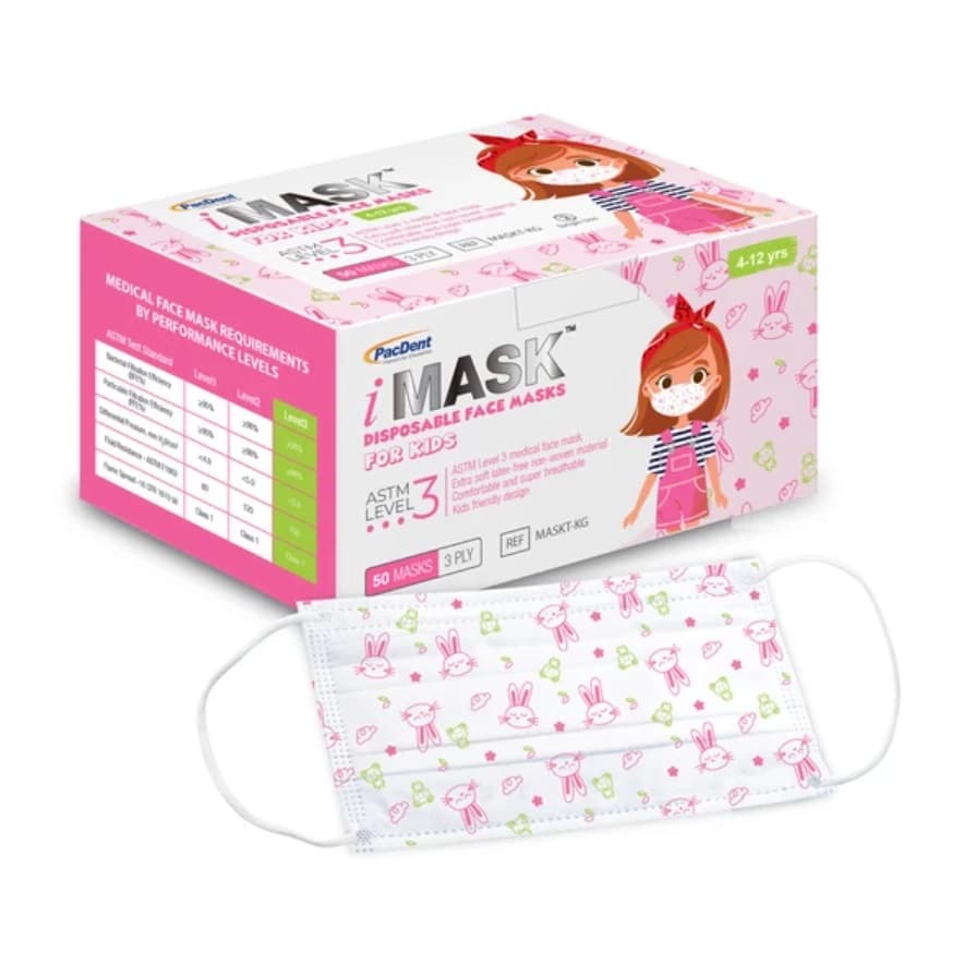 iMask™ Surgical Face Mask ASTM Level 3, Pink, Child Size, 50/Box thumbnail 2