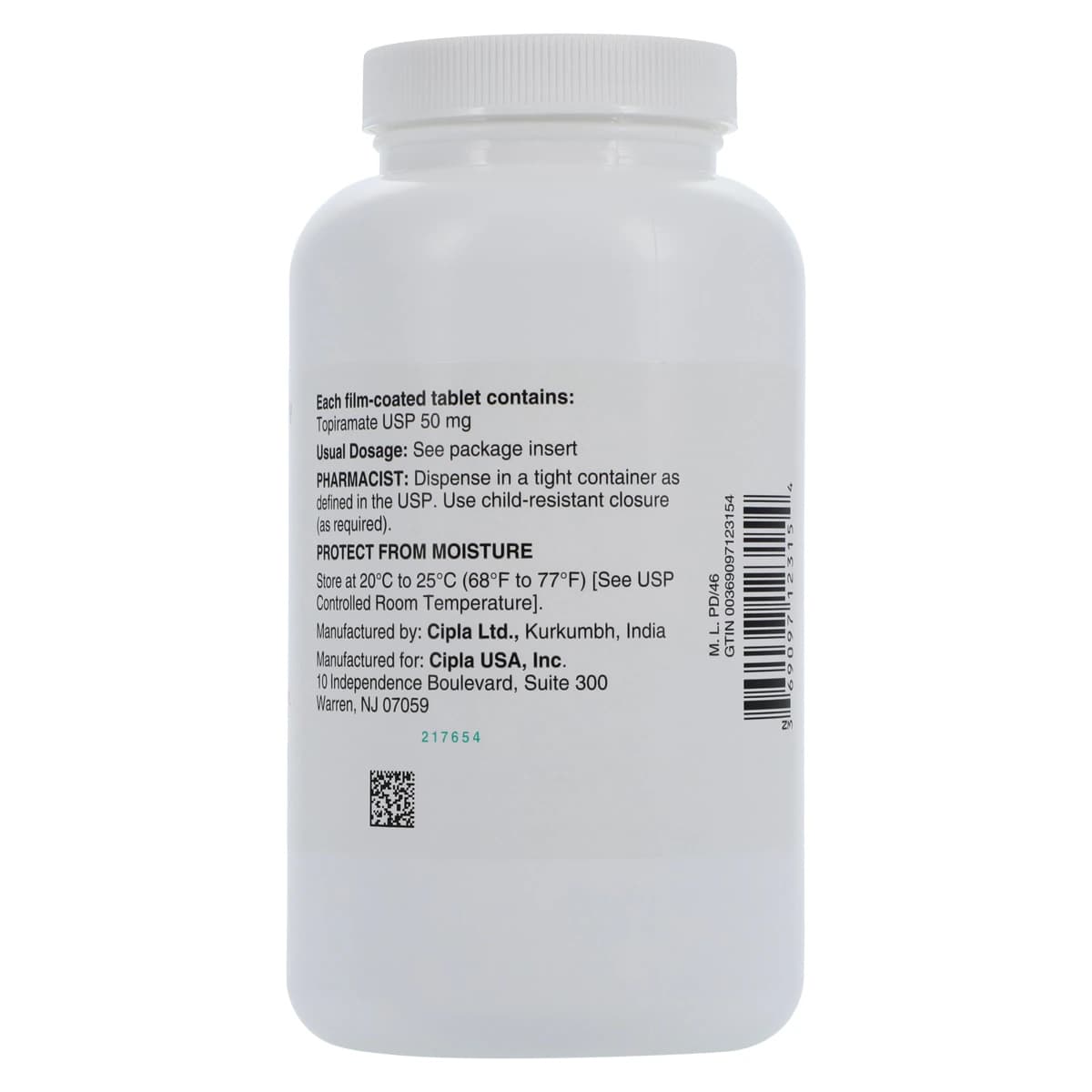 Topiramate Tablets 50mg, 1000 Count Bottle (Cipla USA) thumbnail 2