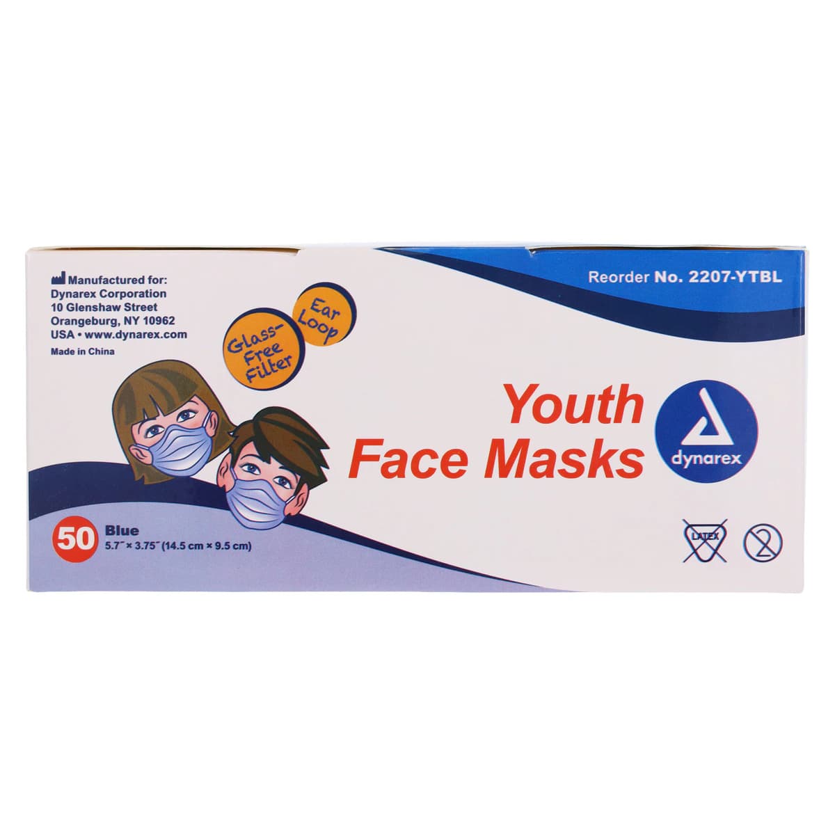 Dynarex Face Mask Youth with Ear Loop, Blue, Disposable, Non-ASTM Rated, Latex-Free, 50/Box thumbnail 6