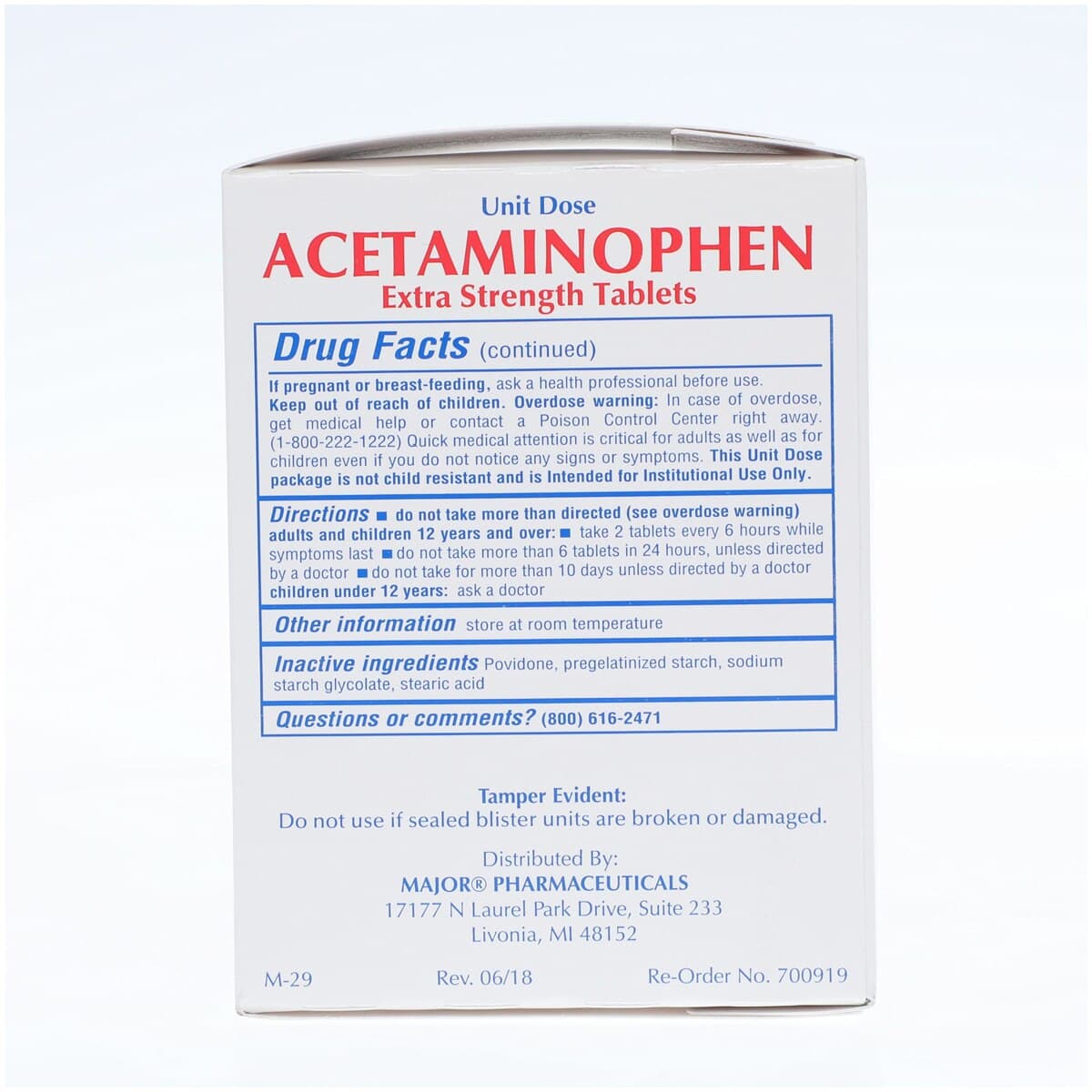 Acetaminophen ES Tablets UD, 500mg Extra Strength, 100/Pk thumbnail 3